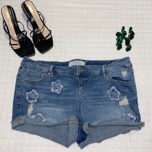 Torrid Distressed Star Cut Jeans